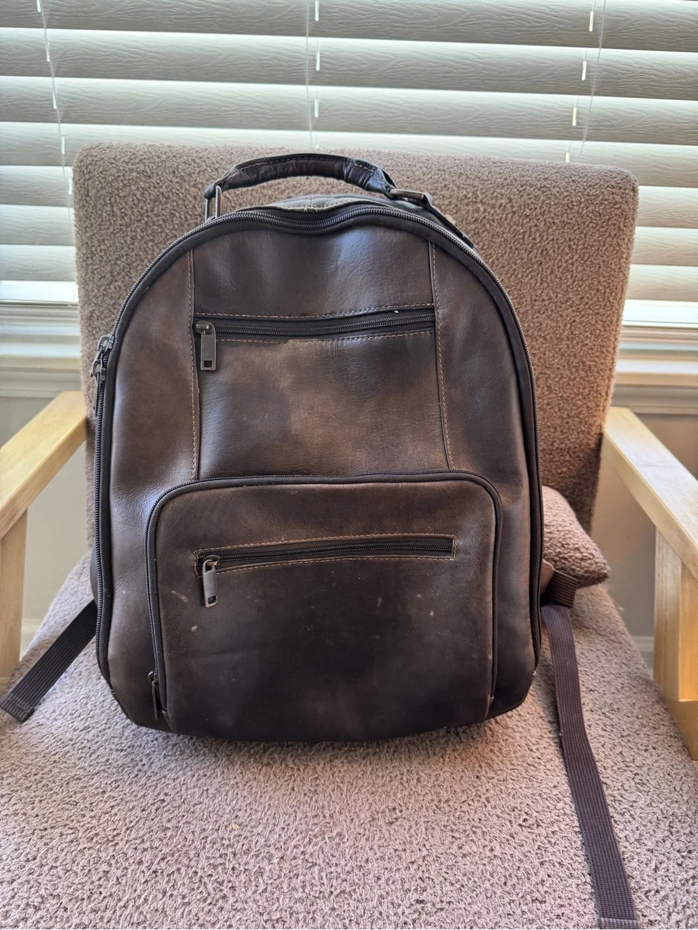 Men's Brown Real Leather Backpack - Classic Everyday Bag